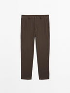 Straight-leg pinstripe trousers