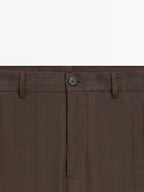 Straight-leg pinstripe trousers