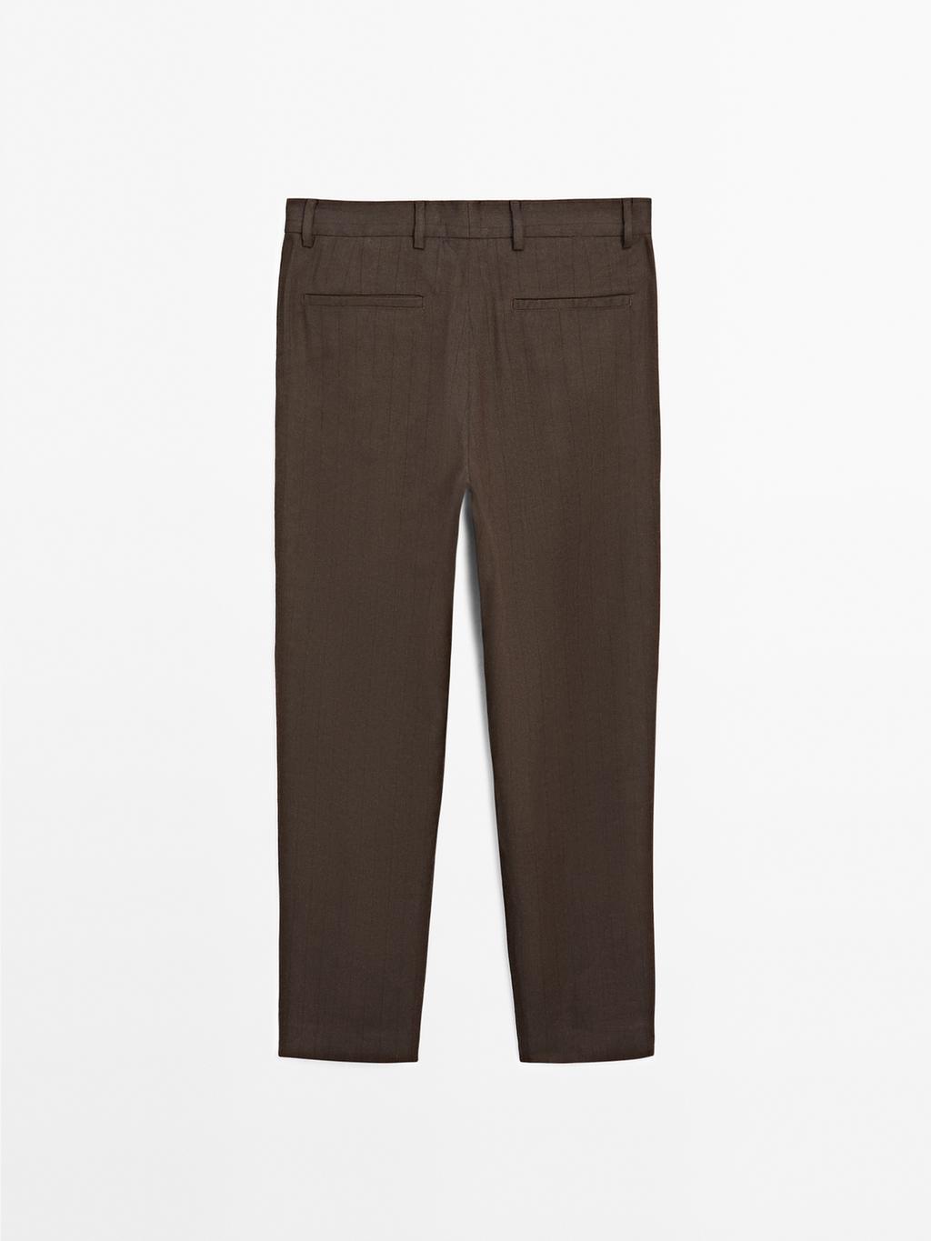 Straight-leg pinstripe trousers