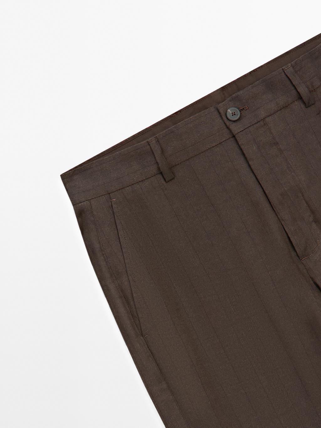 Straight-leg pinstripe trousers