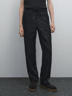 100% linen jogger fit trousers