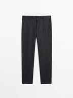 100% linen tapered fit trousers