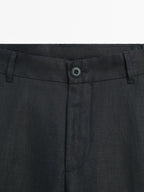 100% linen tapered fit trousers
