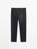 100% linen tapered fit trousers