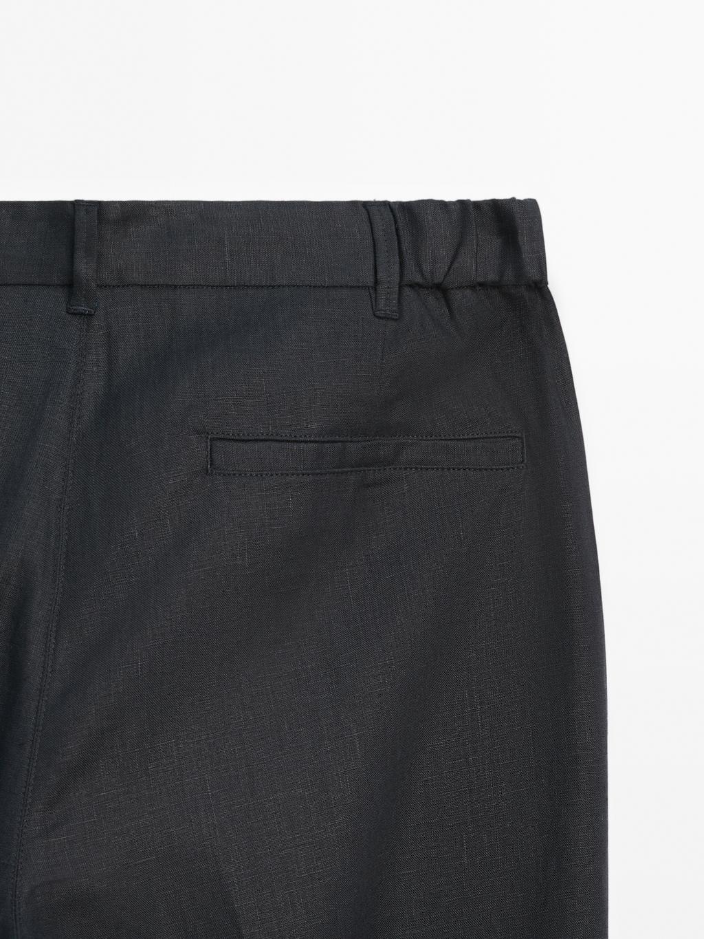 100% linen tapered fit trousers