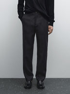 100% linen tapered fit trousers