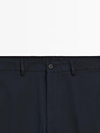 Cotton blend tapered fit trousers