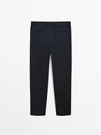 Cotton blend tapered fit trousers