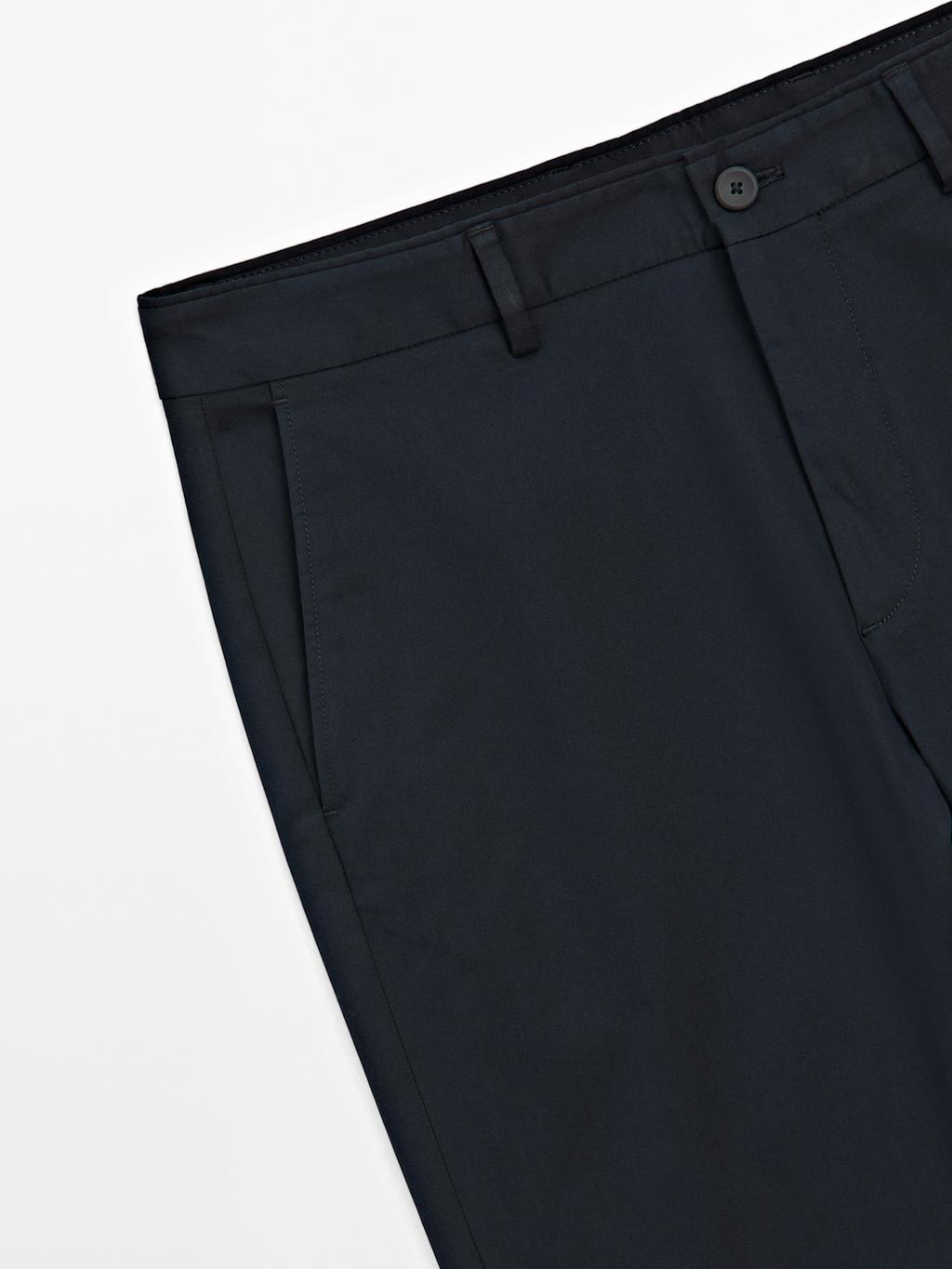 Cotton blend tapered fit trousers