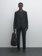 Cotton blend tapered fit trousers