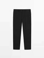 Cotton blend slim fit trousers