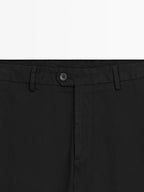 Cotton blend slim fit trousers
