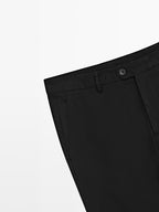Cotton blend slim fit trousers
