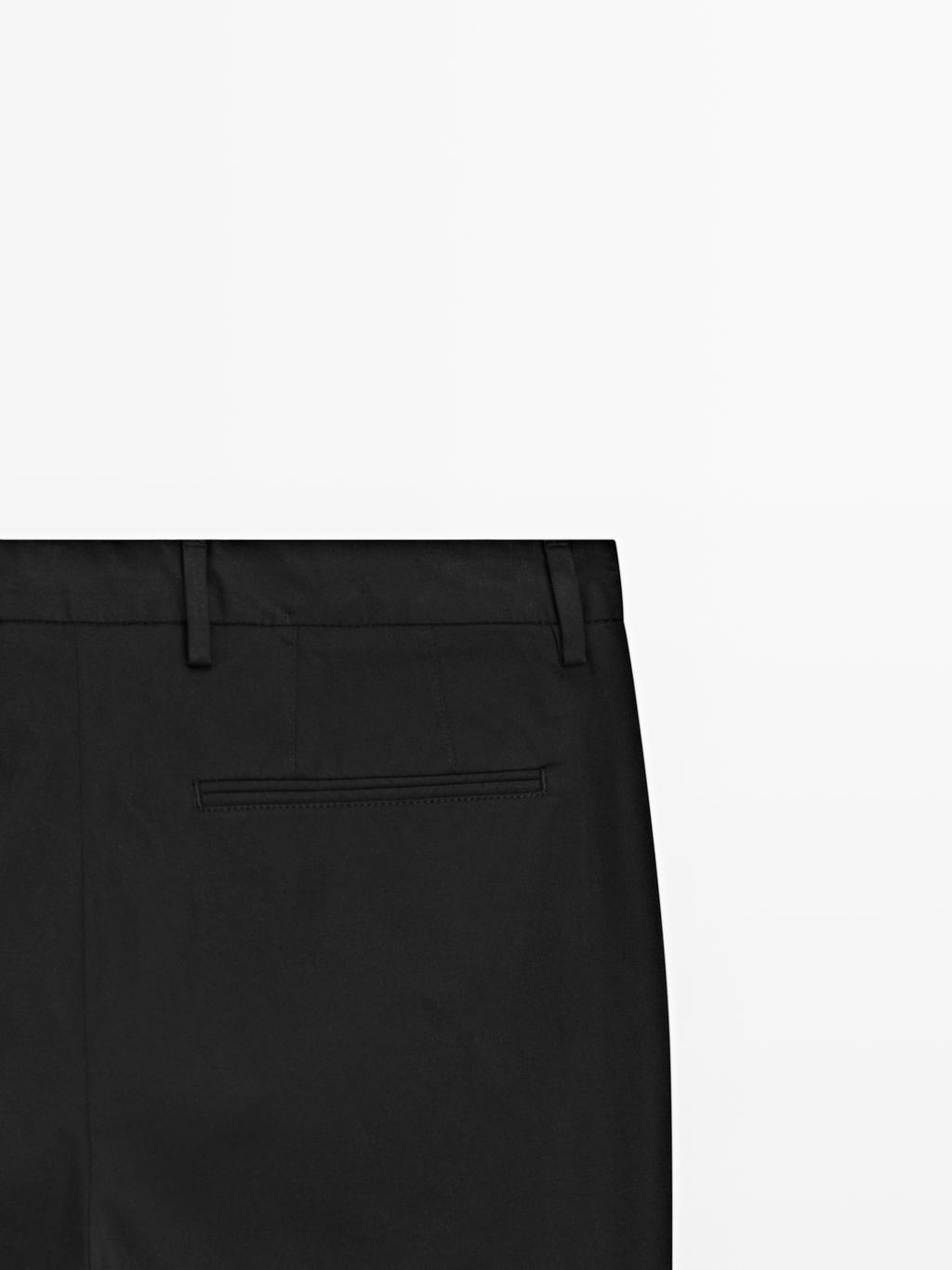 Cotton blend slim fit trousers