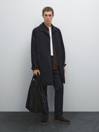 Cotton blend slim fit trousers