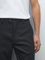 Cotton blend slim fit trousers