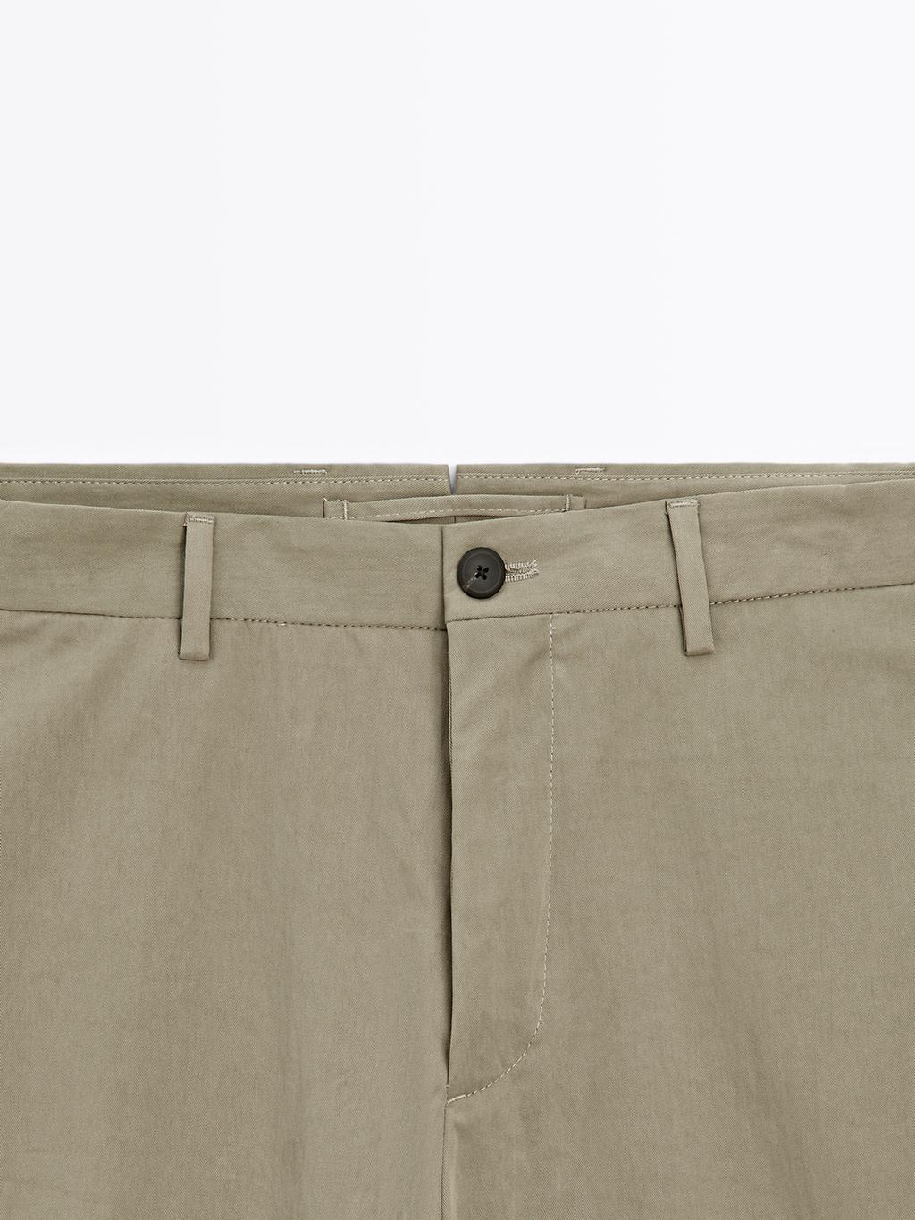 Cotton blend cigarette fit trousers