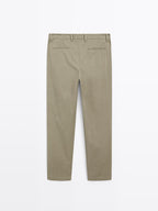 Cotton blend cigarette fit trousers
