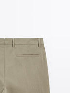 Cotton blend cigarette fit trousers