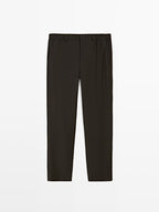 Wool blend jogger fit trousers