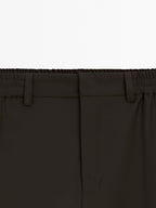 Wool blend jogger fit trousers