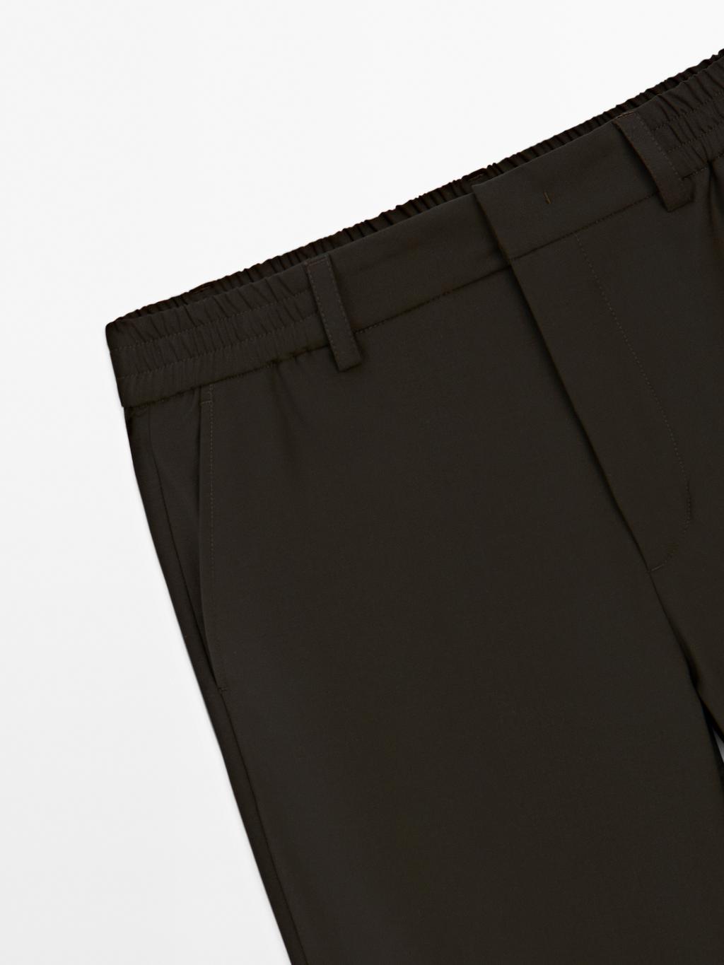 Wool blend jogger fit trousers