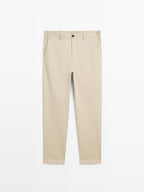Slim fit trousers with elastic side detail