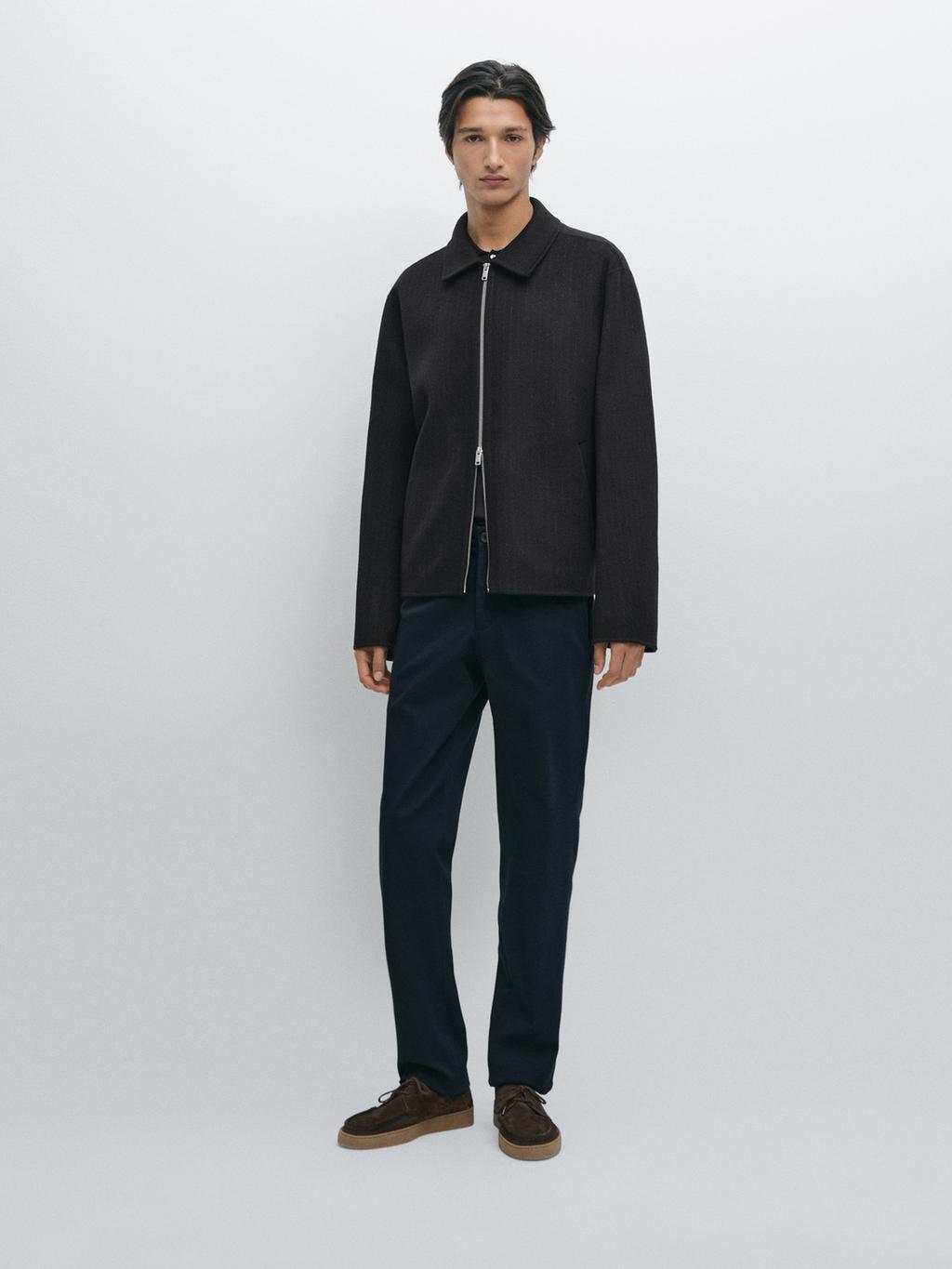 Slim fit textured trousers