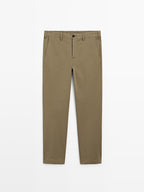 Slim fit textured trousers