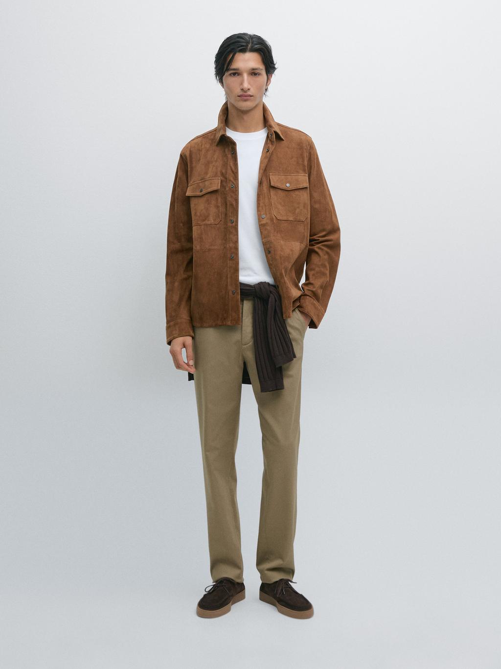 Slim fit textured trousers