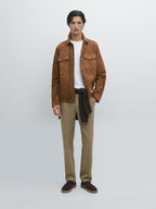 Slim fit textured trousers