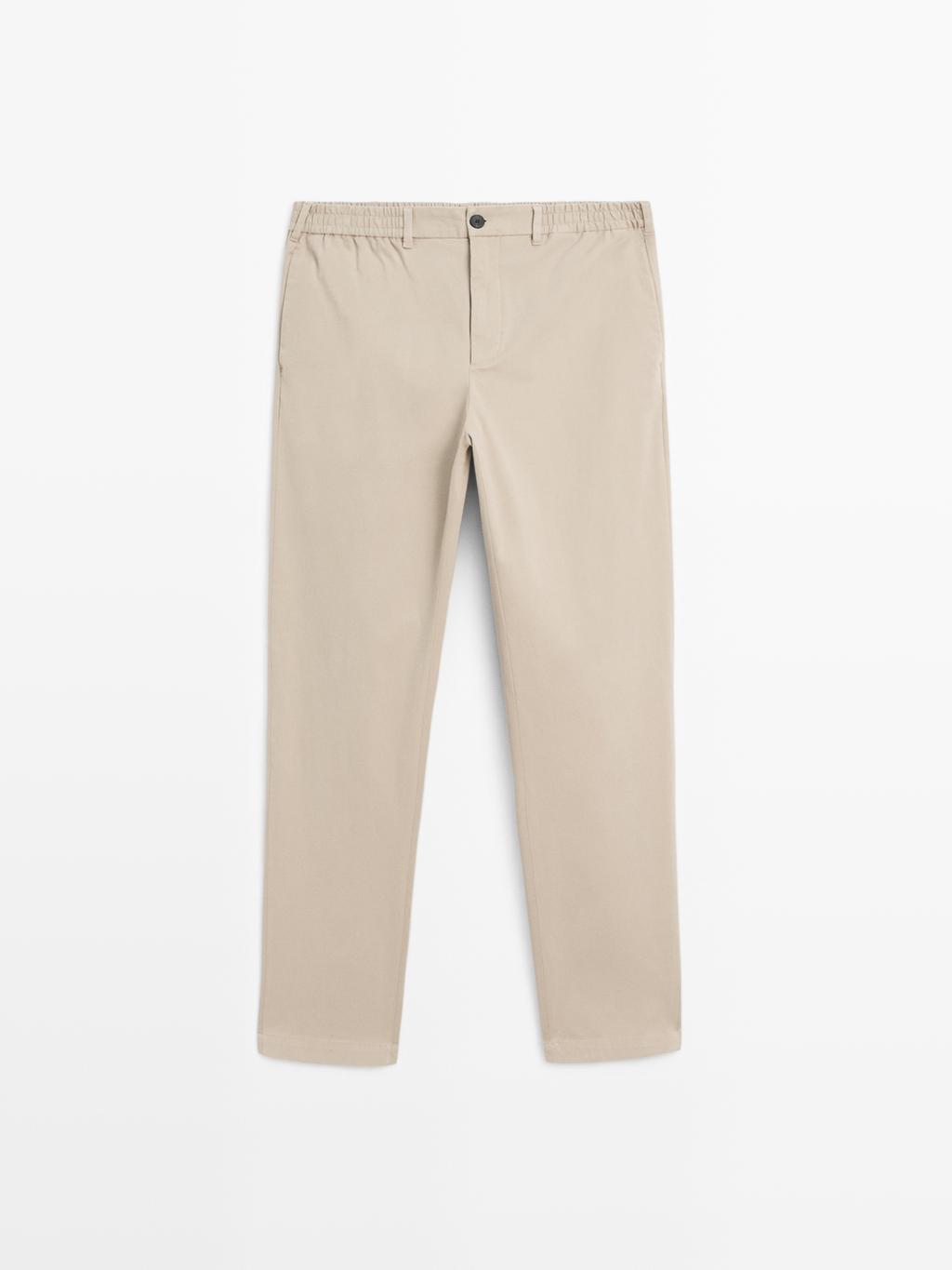 Cotton blend jogger fit trousers