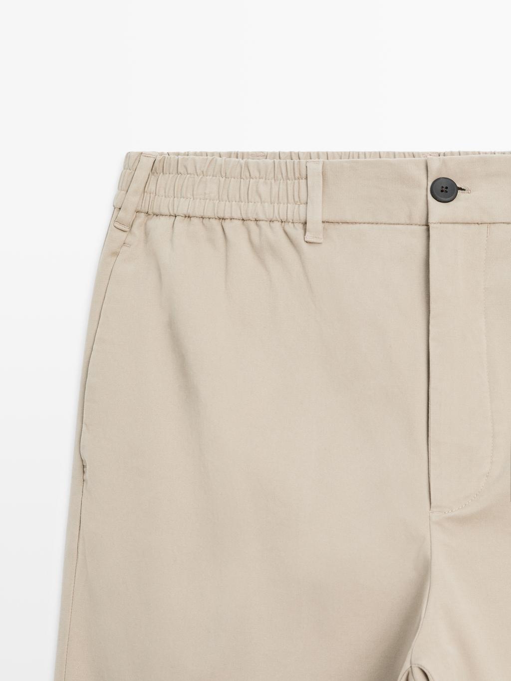 Cotton blend jogger fit trousers