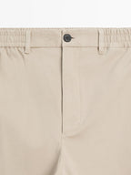 Cotton blend jogger fit trousers