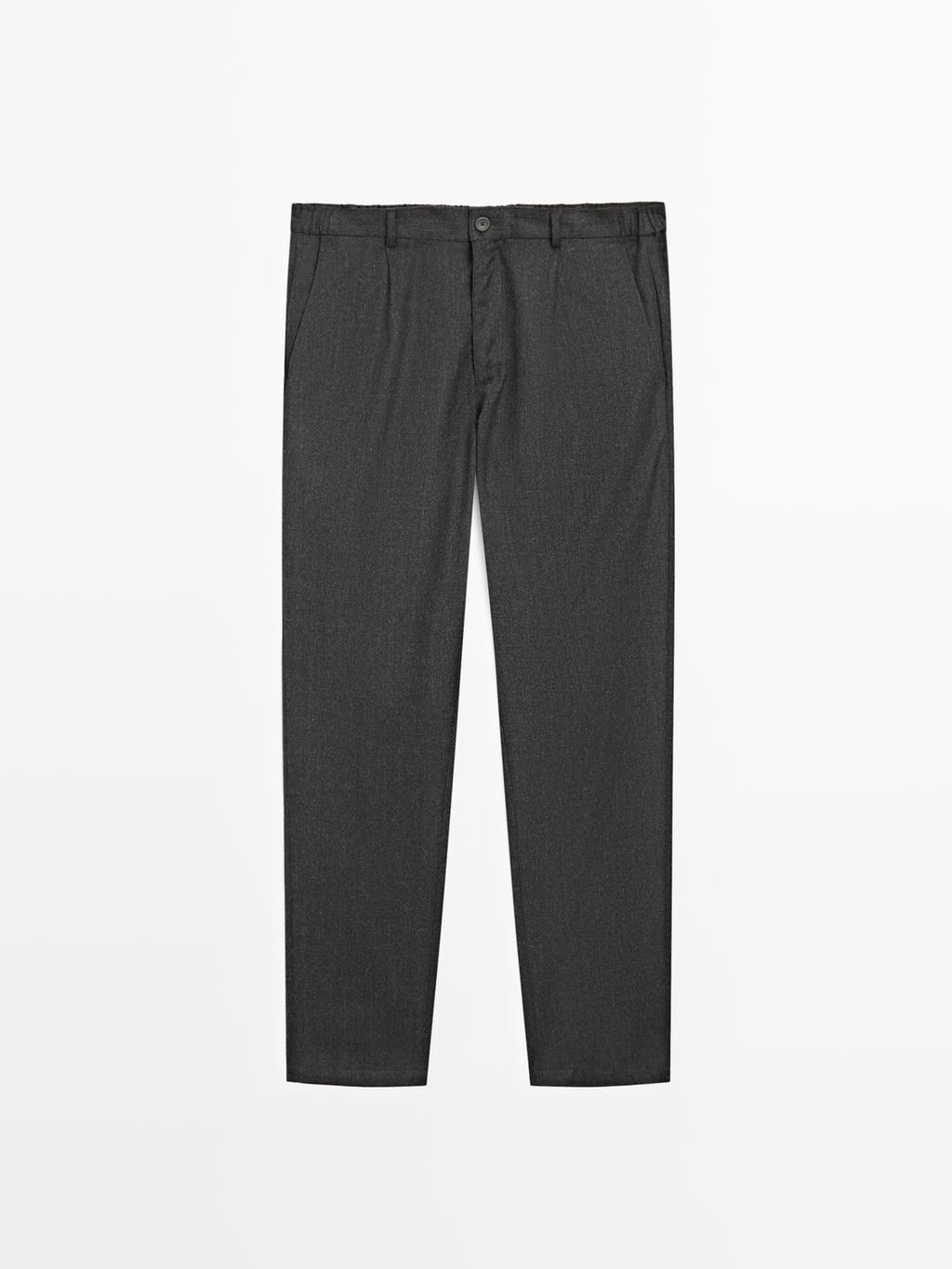 Straight-leg check texture trousers