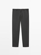 Straight-leg check texture trousers