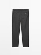Straight-leg check texture trousers