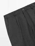 Straight-leg check texture trousers