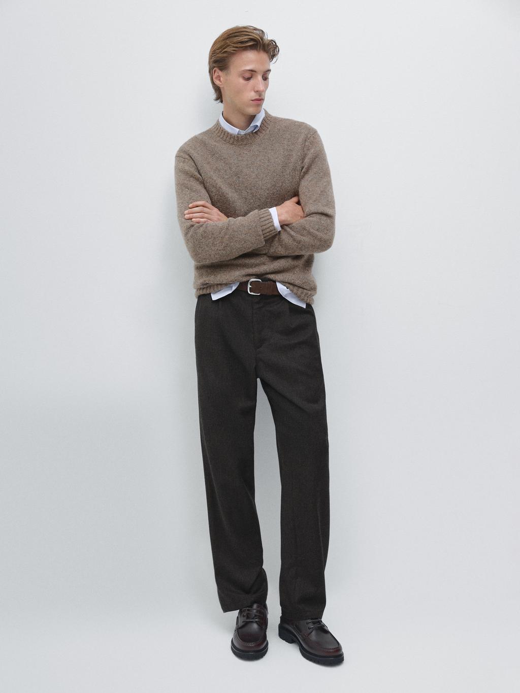 Straight-leg check texture trousers