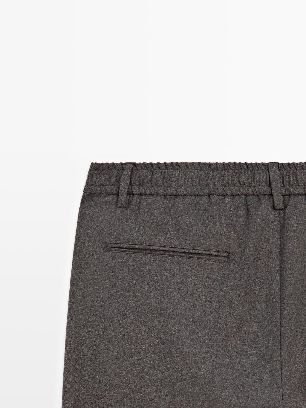 100% wool trousers with elasticated waistband