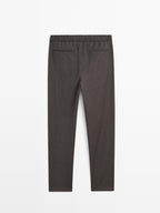Houndstooth wool blend trousers