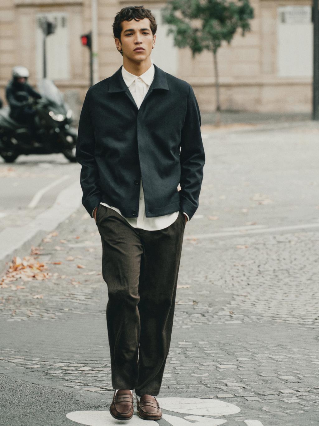 Houndstooth wool blend trousers