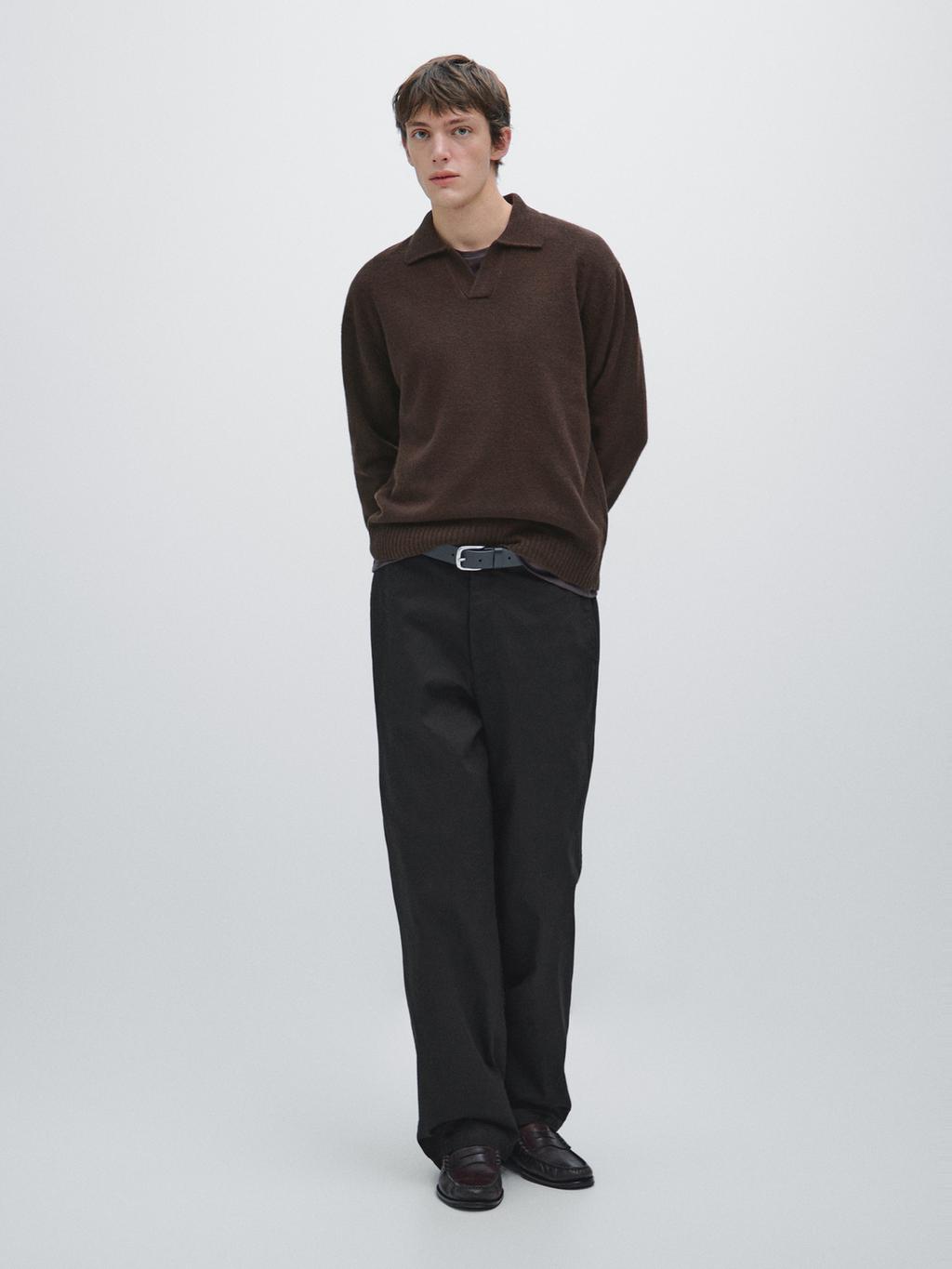 100% cotton wide-leg trousers