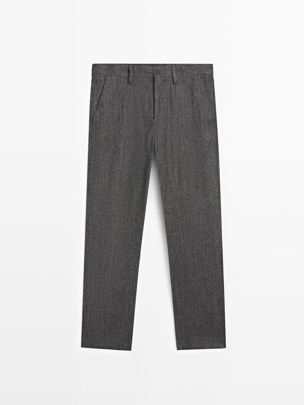 Straight-leg wool blend trousers