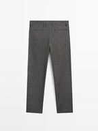 Straight-leg wool blend trousers