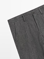 Straight-leg wool blend trousers