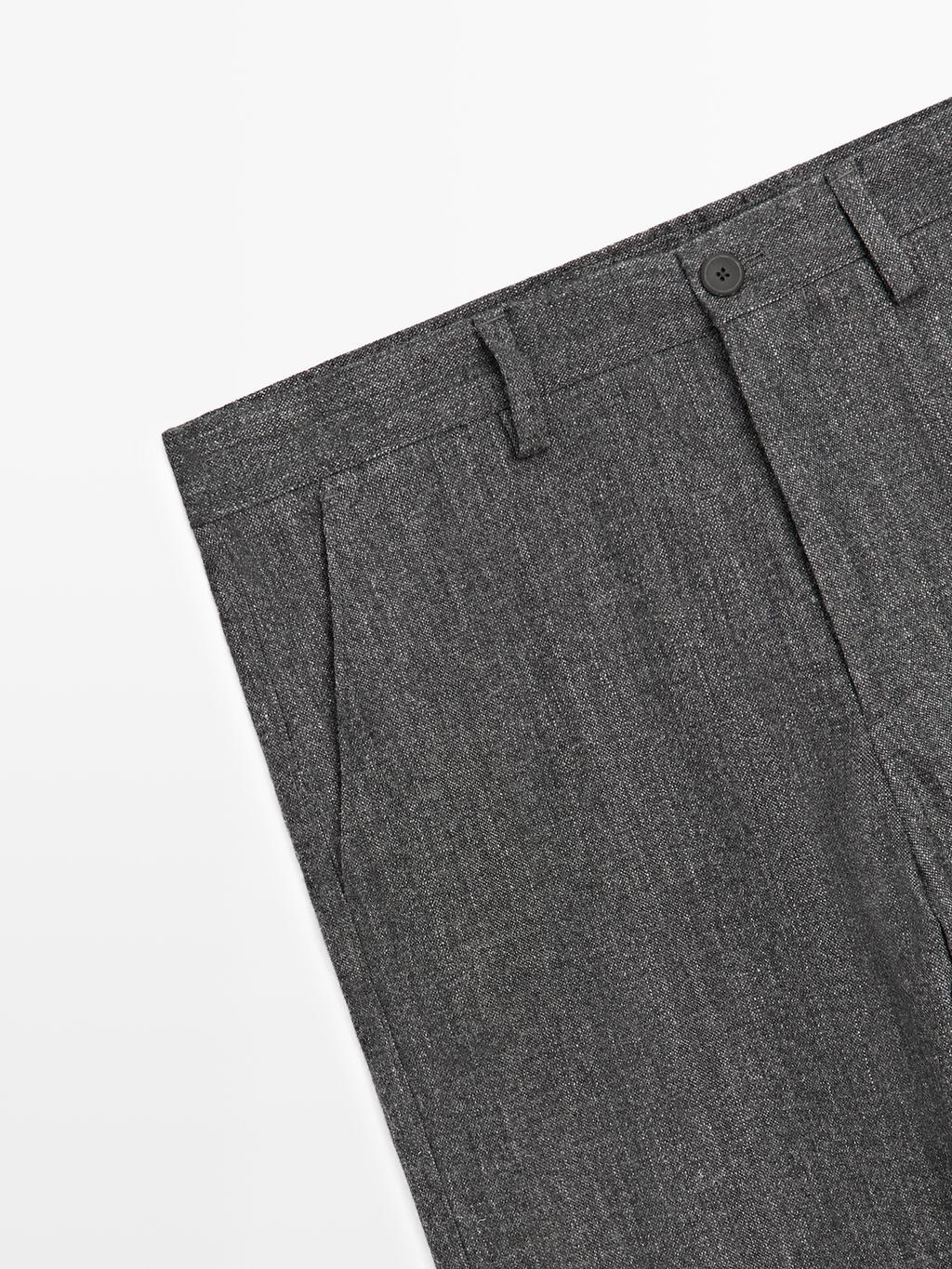 Straight-leg wool blend trousers