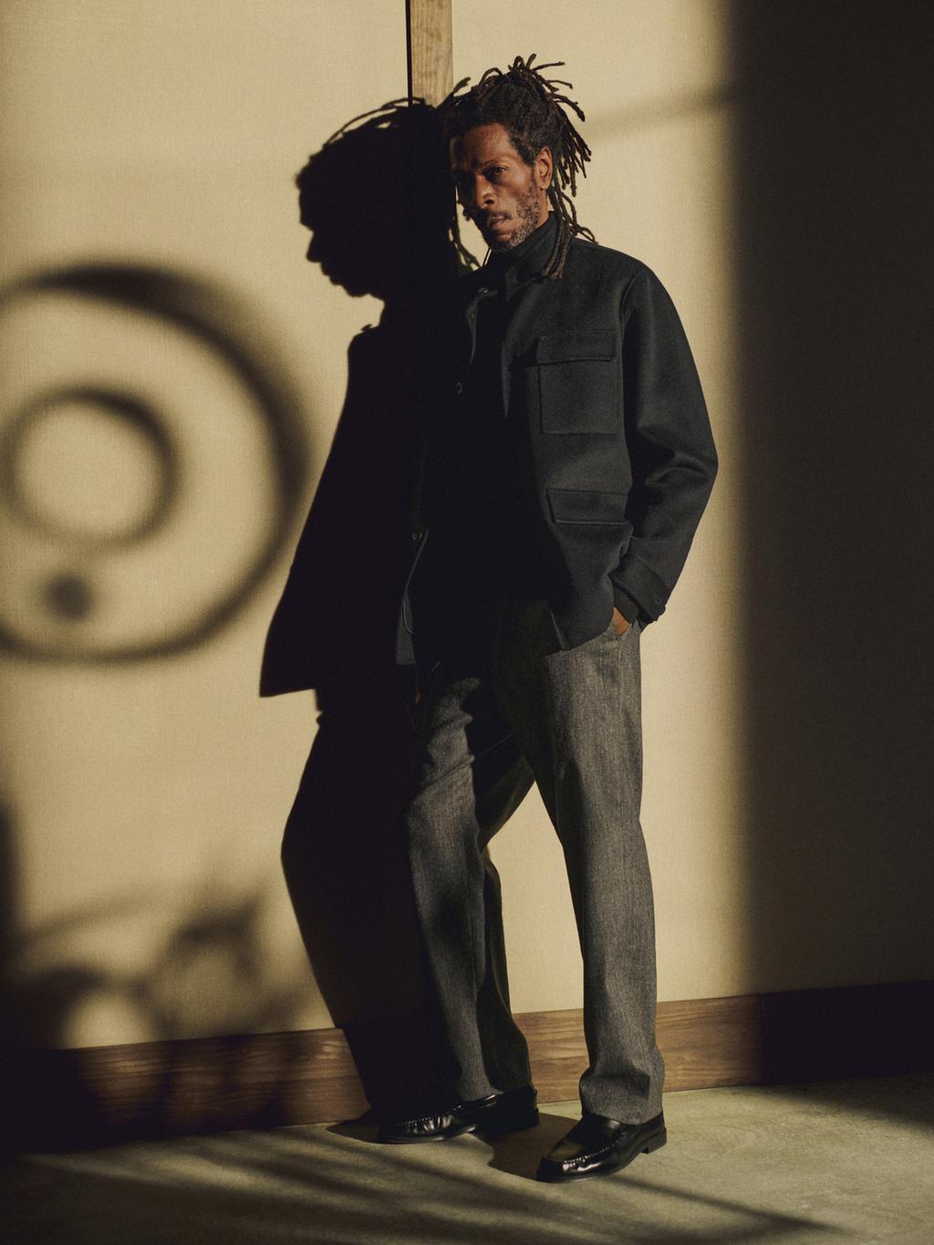 Straight-leg wool blend trousers