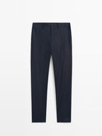 100% linen regular fit trousers