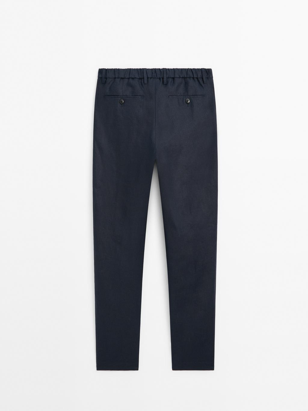 100% linen regular fit trousers